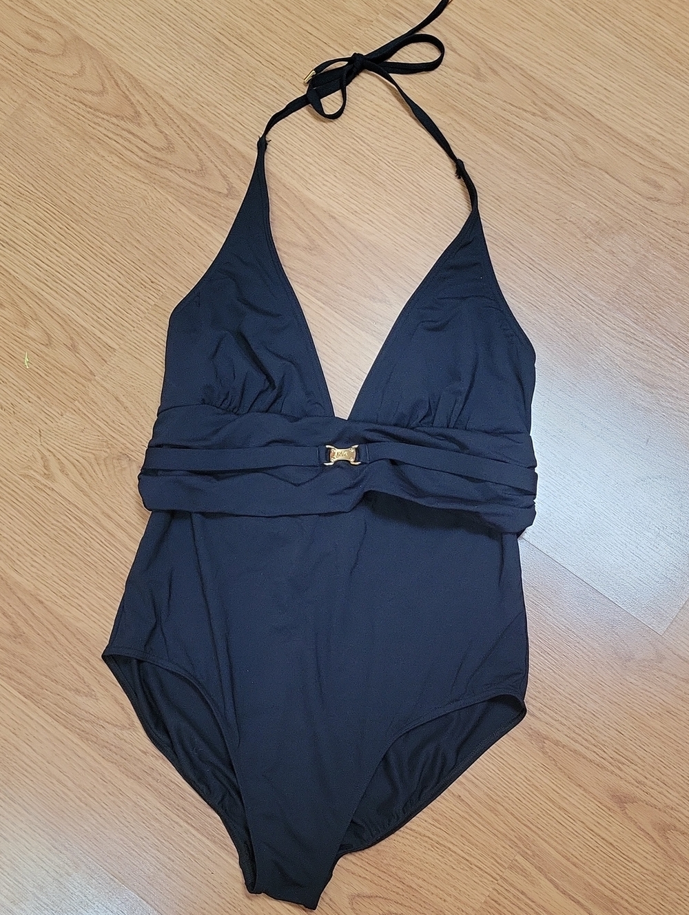 Michael Kors Black Swimsuit with Gold Trim Strap